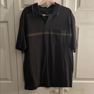 Van Heusen Black Polo Shirt with Subtle Stripes